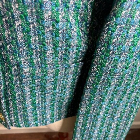 J.Crew Womens $228 Tweed Lady Jacket Blue Green Size 8 BS926 - Picture 5 of 11